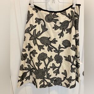 White House, black market cream and floral skirt